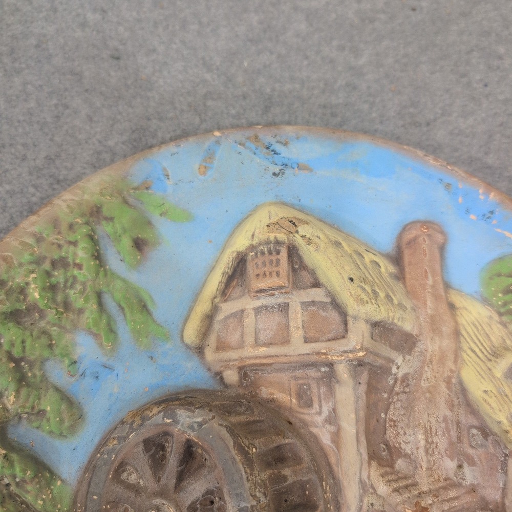 Vintage 3D Relief Wall Plaque Countryside Water Mill Cottage Scene Decor - Picture 4 of 6